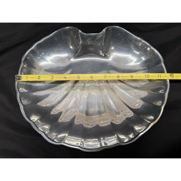 Sea clam shell serving platter Wilton Company RWP silver polished pewter 12 x 9” - Picture 9 of 12
